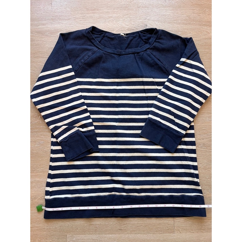 J.Crew Pullover Shirt Womens Medium Navy White Striped Long Sleeve Round Neck